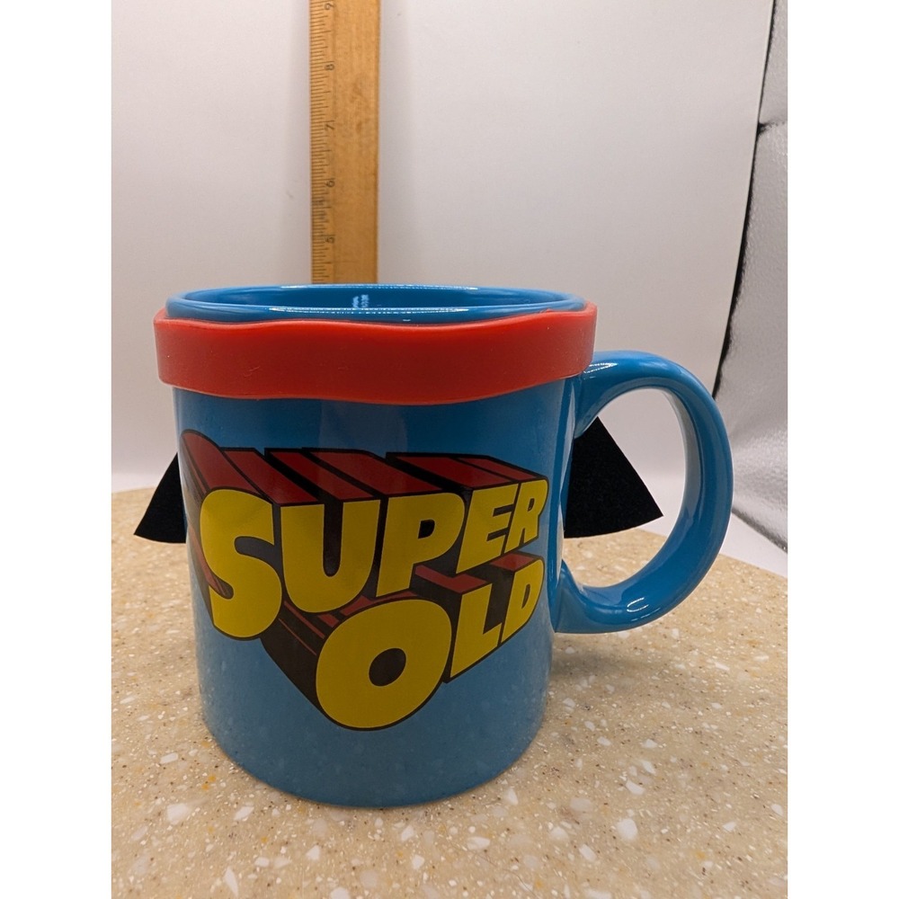 ICup Inc. 20oz Large SUPER OLD Coffee Mug Cup with Cape Humored Super Hero